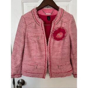 White House black market tweed blazer size 6 red color and white